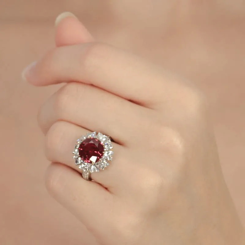 Anastasia Ruby Ring White Gold Plated