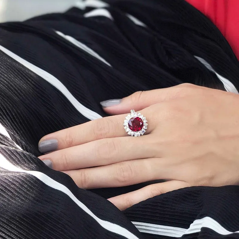 Anastasia Ruby Ring White Gold Plated