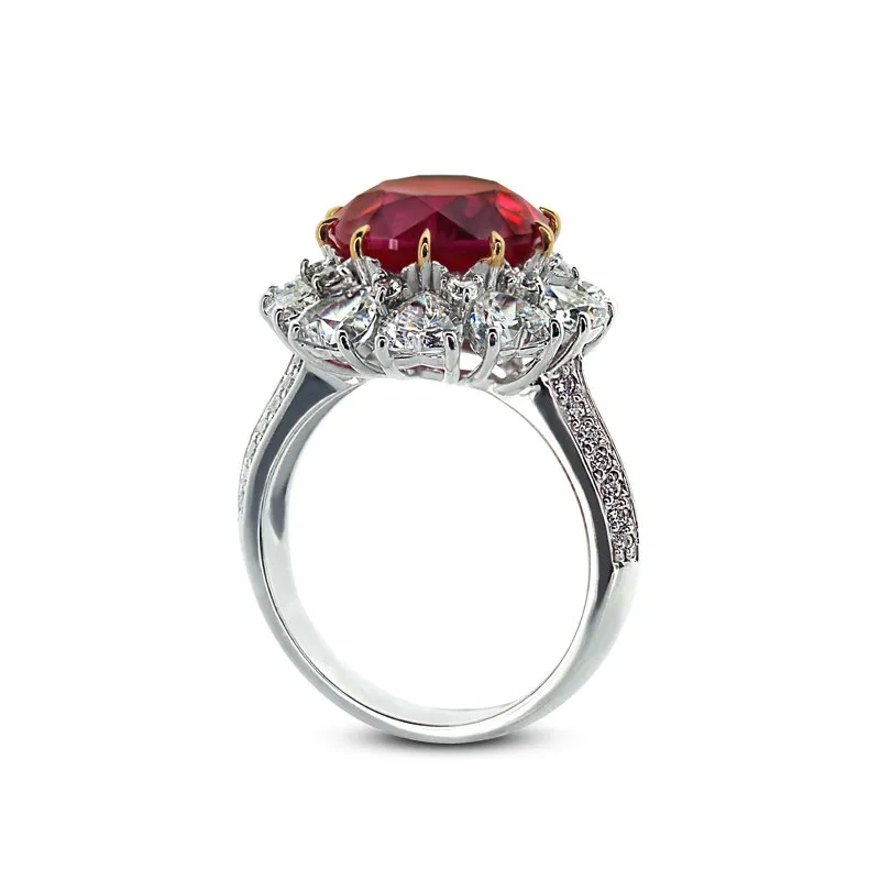 Anastasia Ruby Ring White Gold Plated