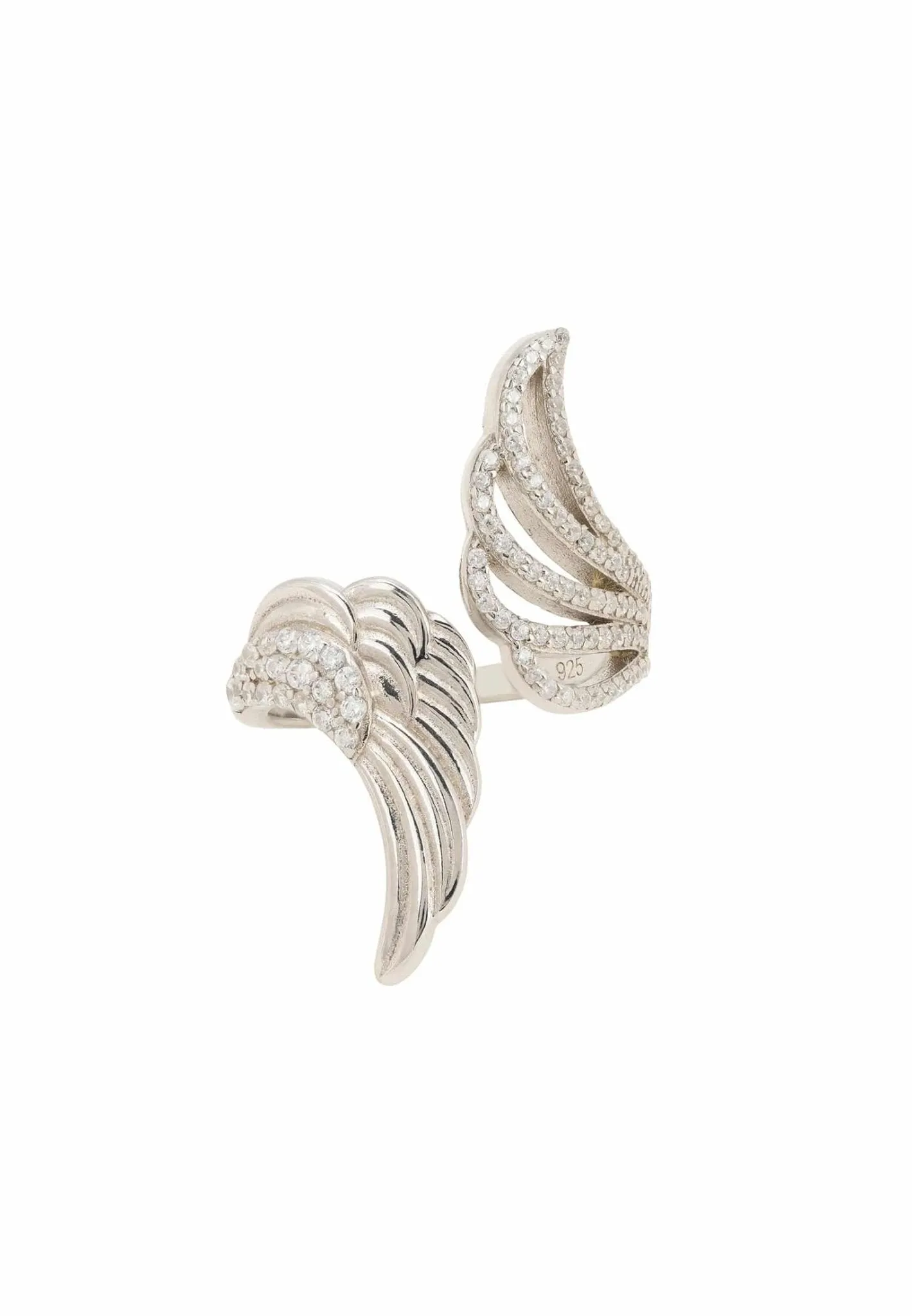 Angels Wing Wrap Around Ring Silver