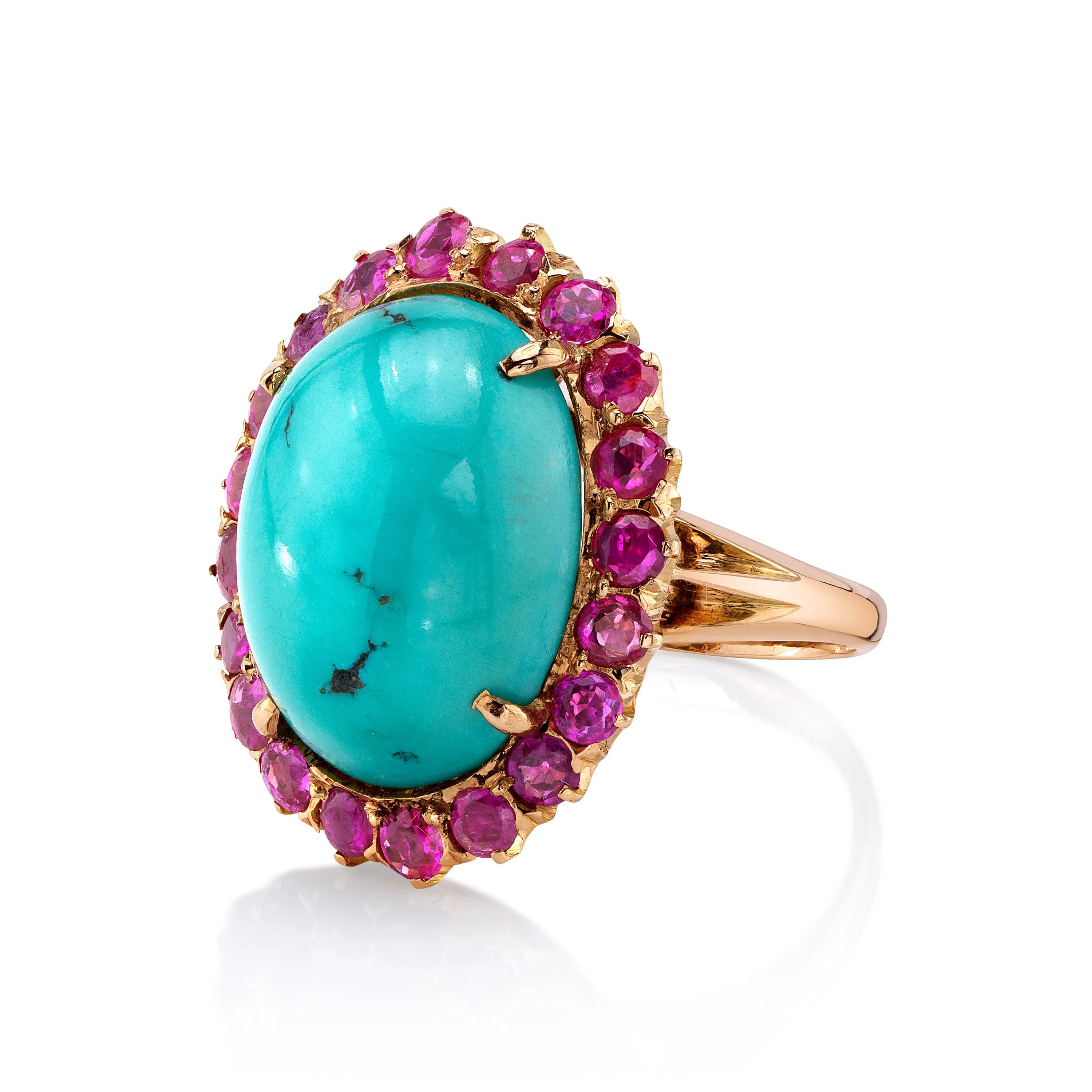 Antique Turquoise Ruby Cocktail Ring