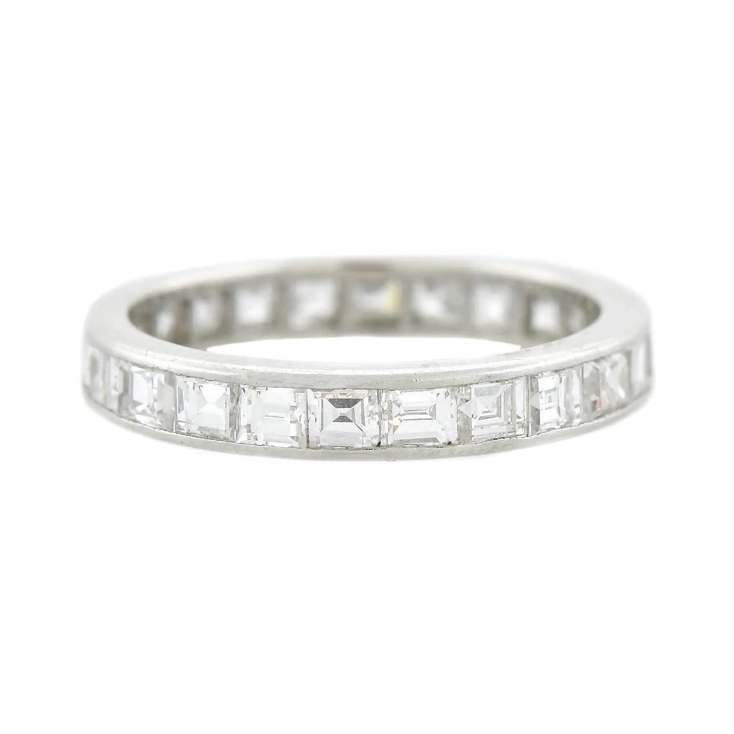 Art Deco Platinum & Square Cut Diamond Eternity Band 3ctw