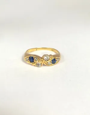 Art Nouveau, Sapphire and Diamond Ring, Hallmarked, 18ct Gold