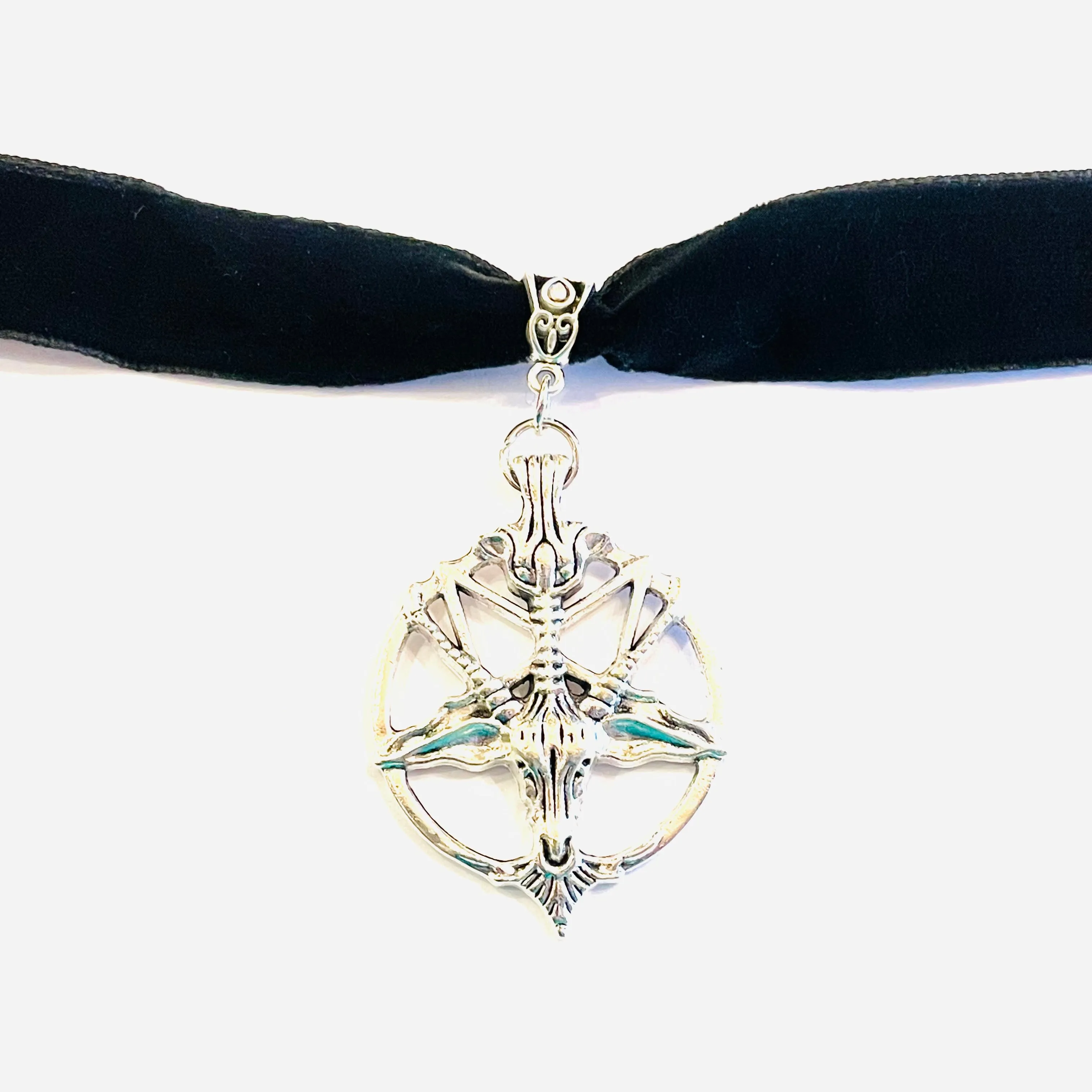 Baphomet Charm Ribbon Choker