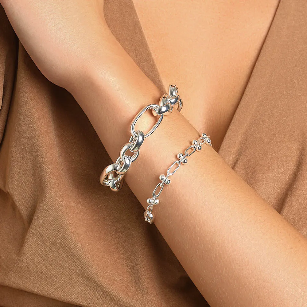 Bauble Paperclip Chain Bracelet in Silver