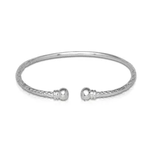 Better Jewelry Double Halo .925 Sterling Silver West Indian Bangle, 1 piece