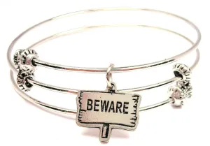 Beware Sign Triple Style Expandable Bangle Bracelet