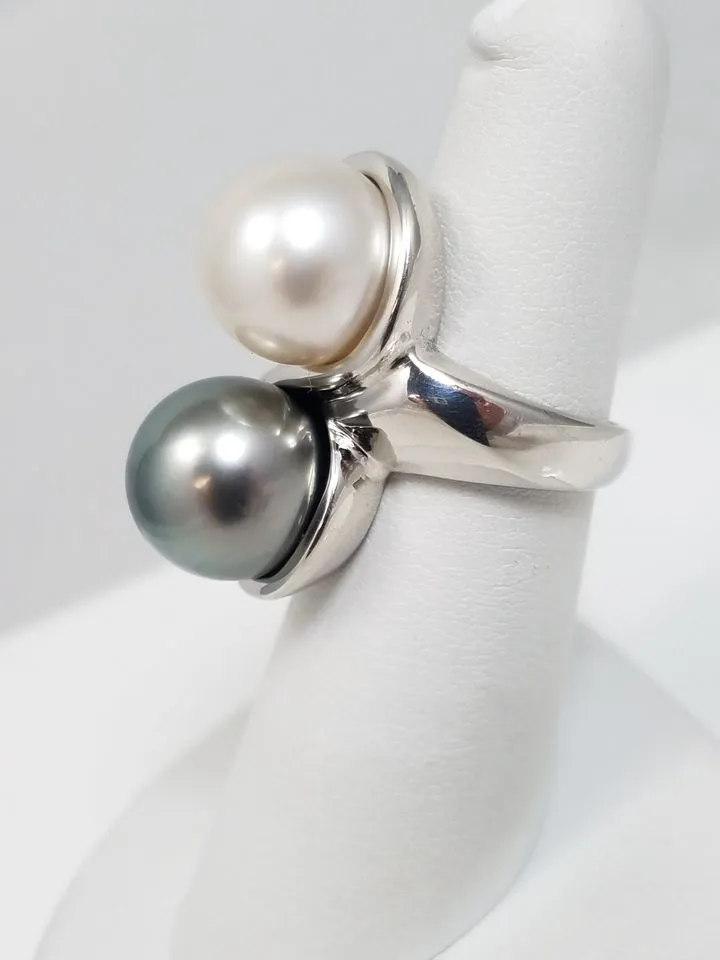 Big Showy Tahitian Pearl Platinum Ring