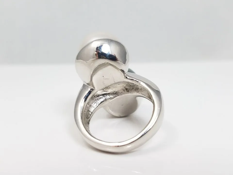 Big Showy Tahitian Pearl Platinum Ring