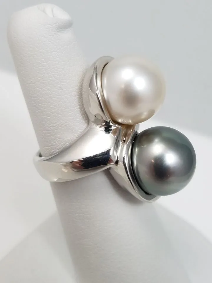 Big Showy Tahitian Pearl Platinum Ring