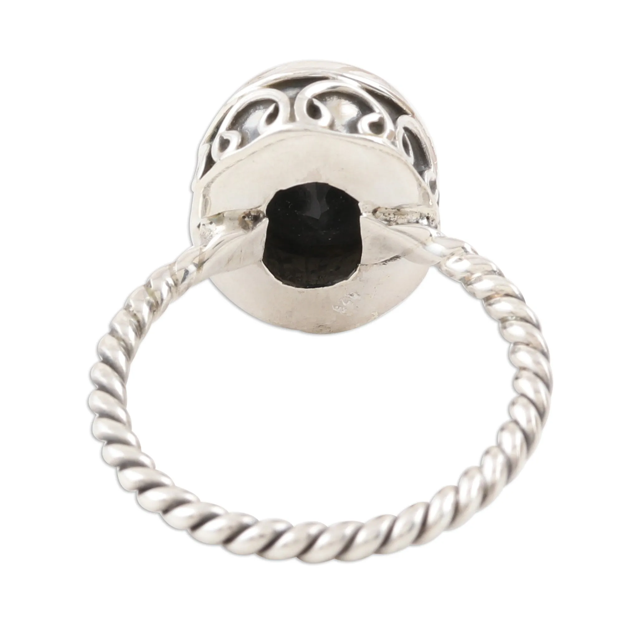 Black Onyx and Sterling Silver Cocktail Ring - Midnight Hearts | NOVICA