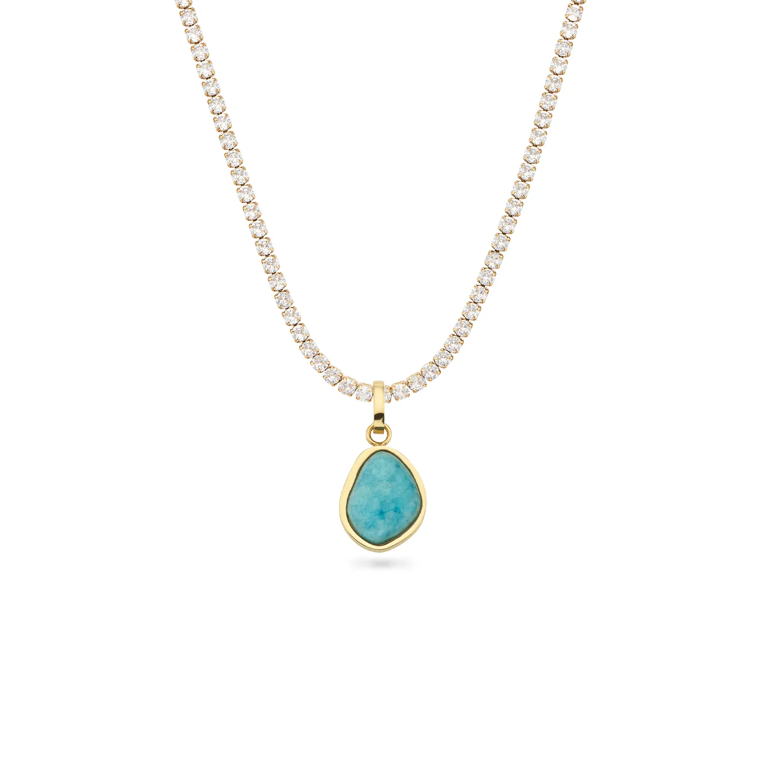 Blue Amazonite Stone Necklace (Gold)