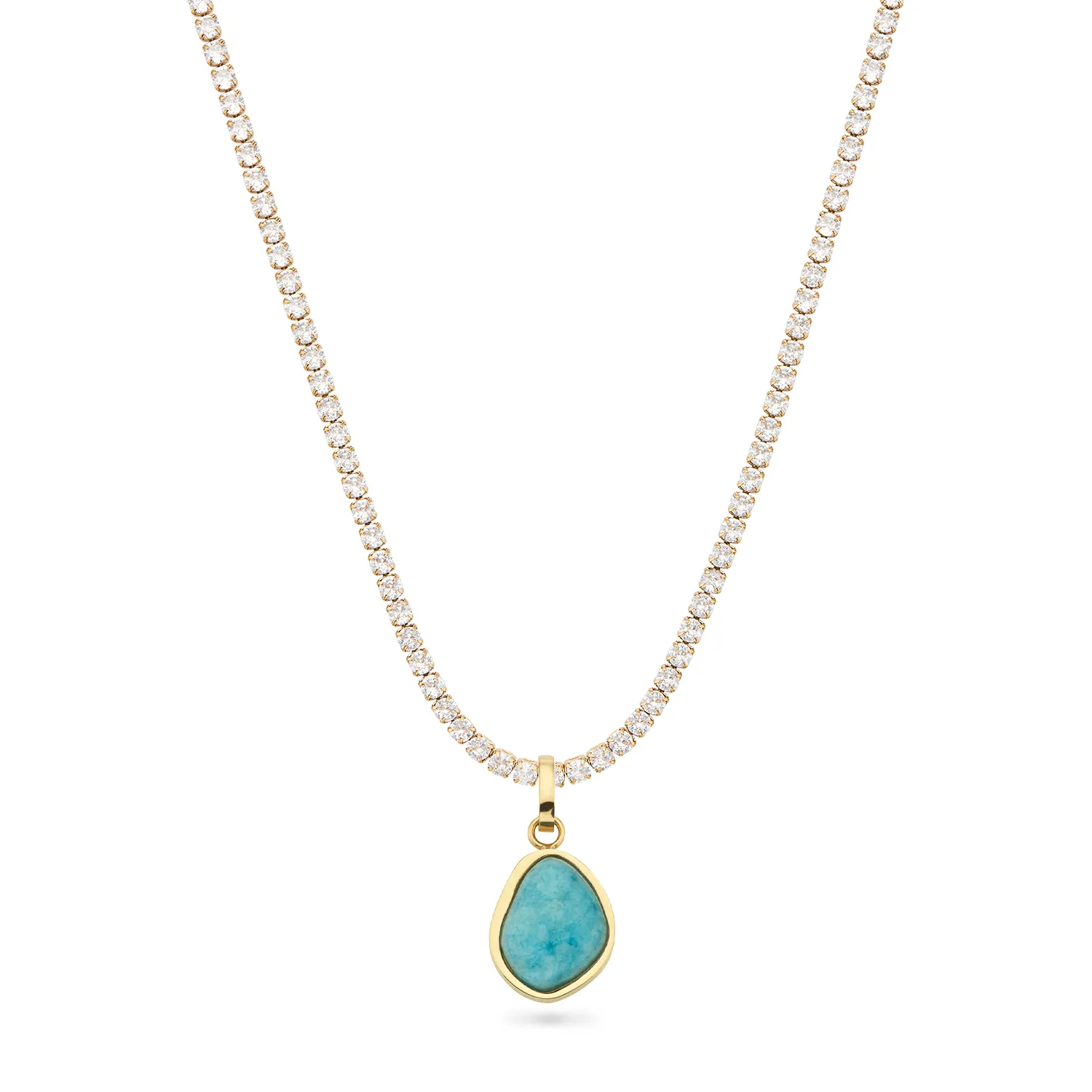 Blue Amazonite Stone Necklace (Gold)