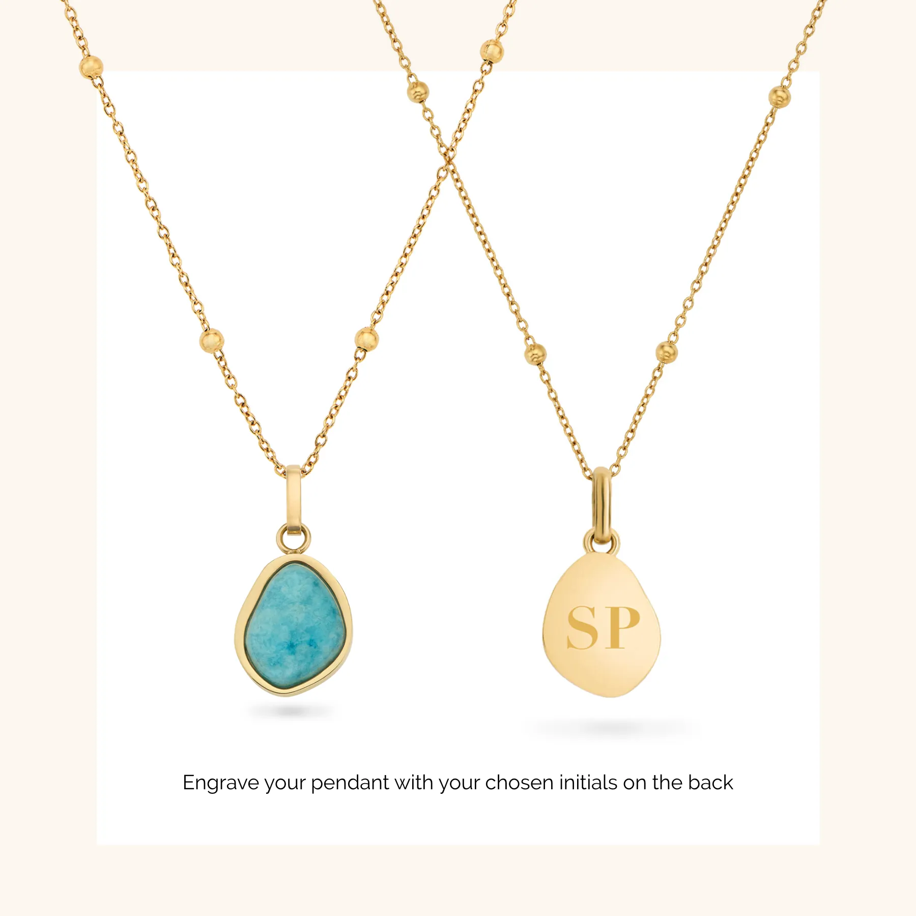 Blue Amazonite Stone Necklace (Gold)