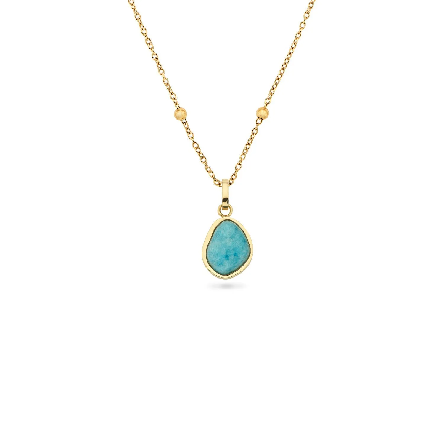 Blue Amazonite Stone Necklace (Gold)