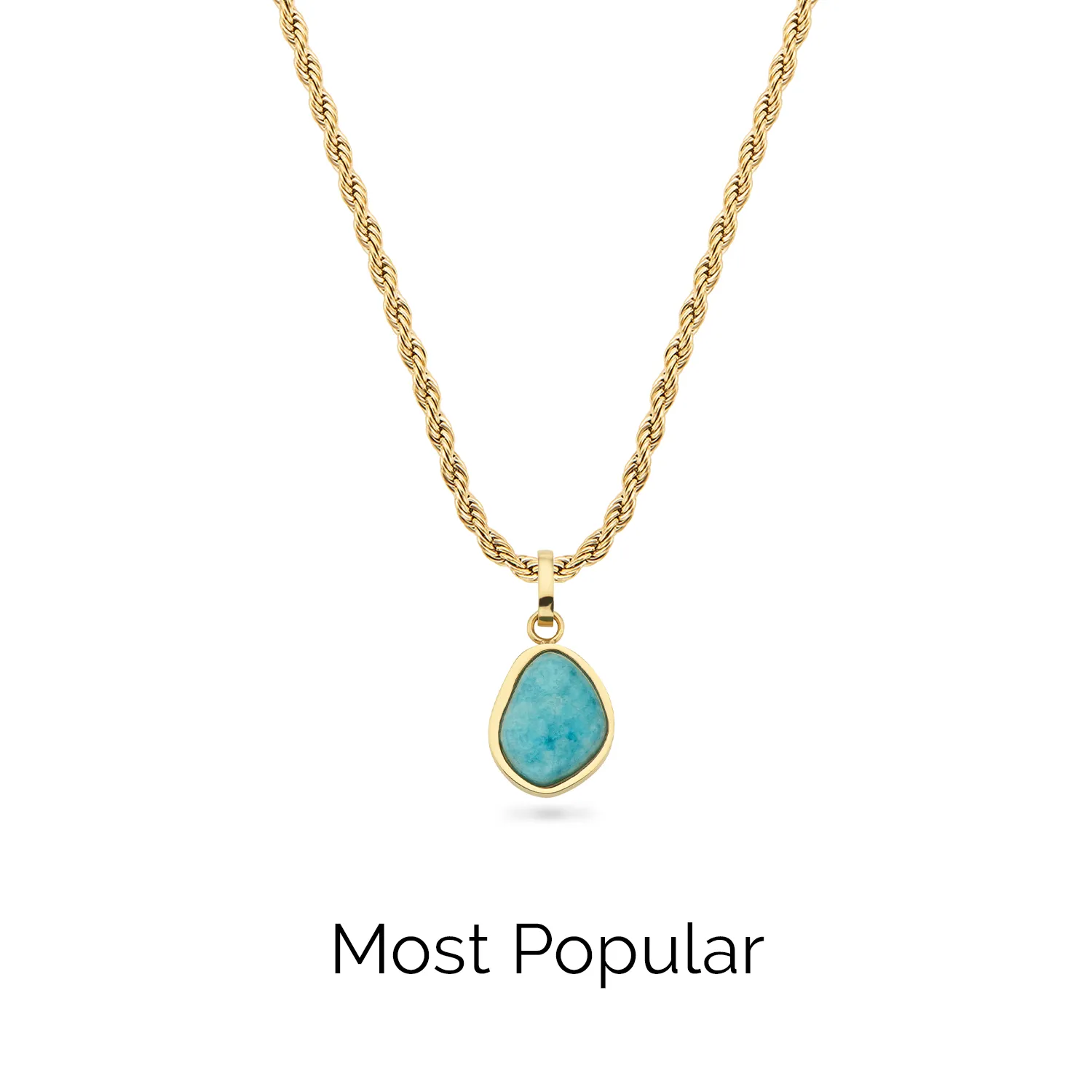 Blue Amazonite Stone Necklace (Gold)