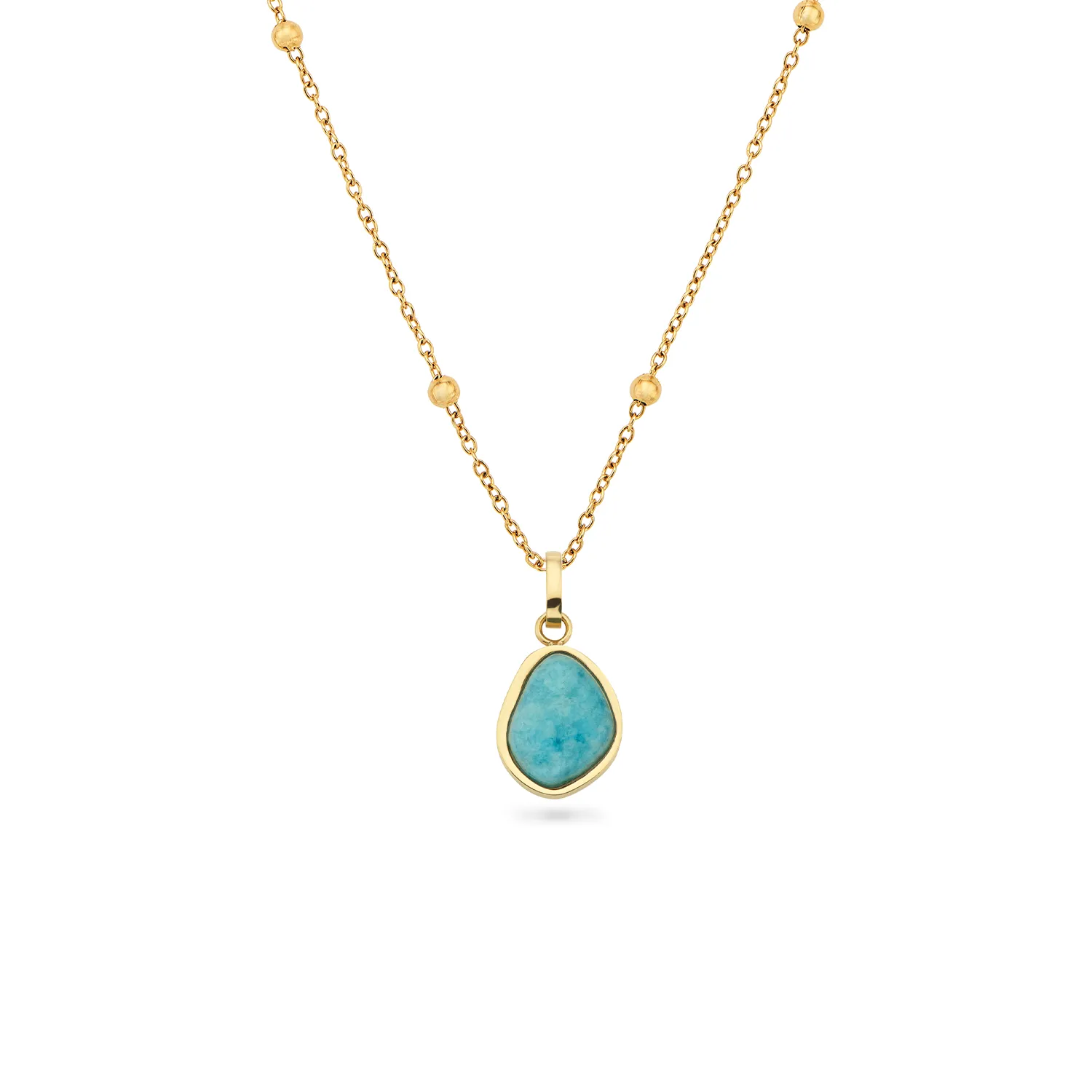 Blue Amazonite Stone Necklace (Gold)