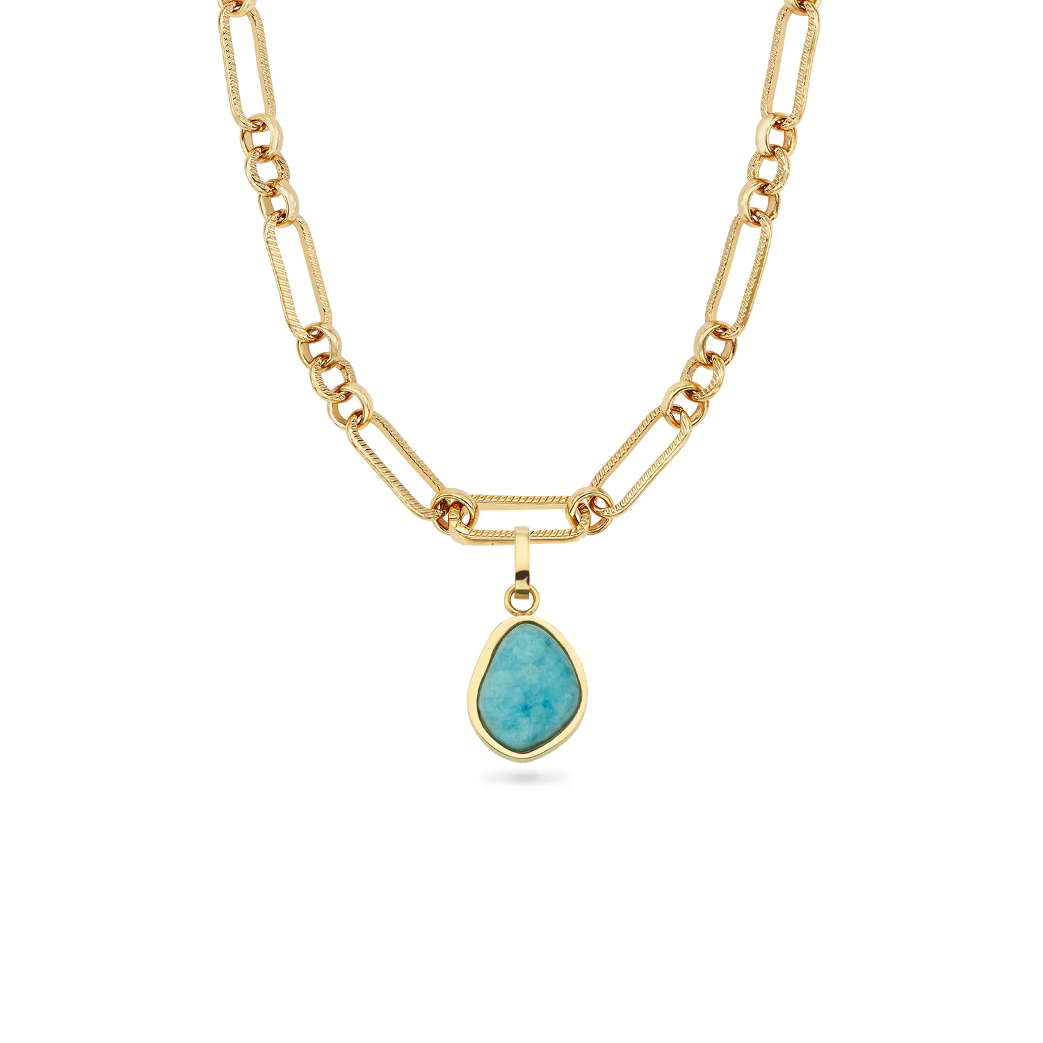 Blue Amazonite Stone Necklace (Gold)