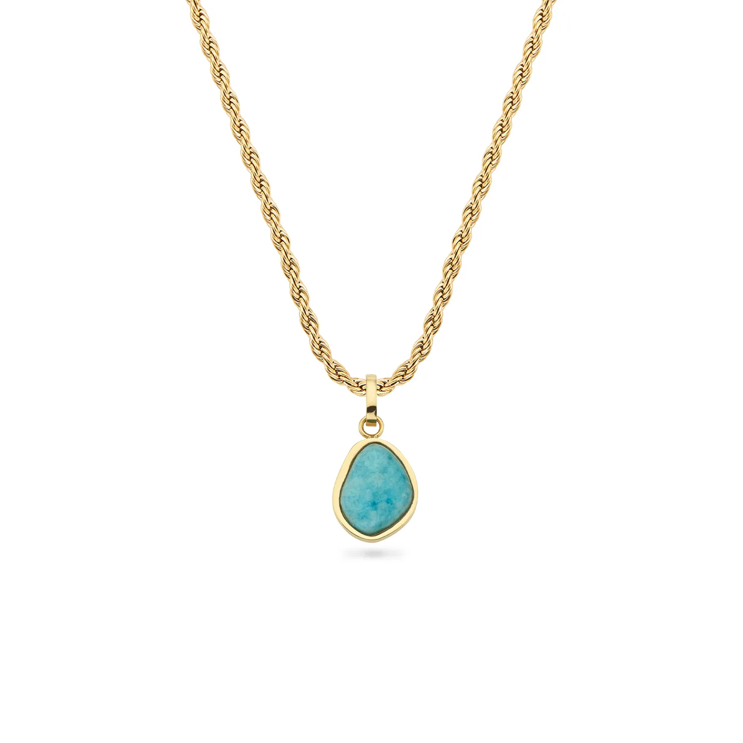 Blue Amazonite Stone Necklace (Gold)