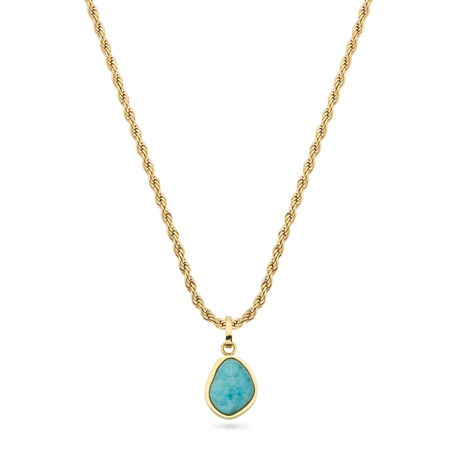 Blue Amazonite Stone Necklace (Gold)