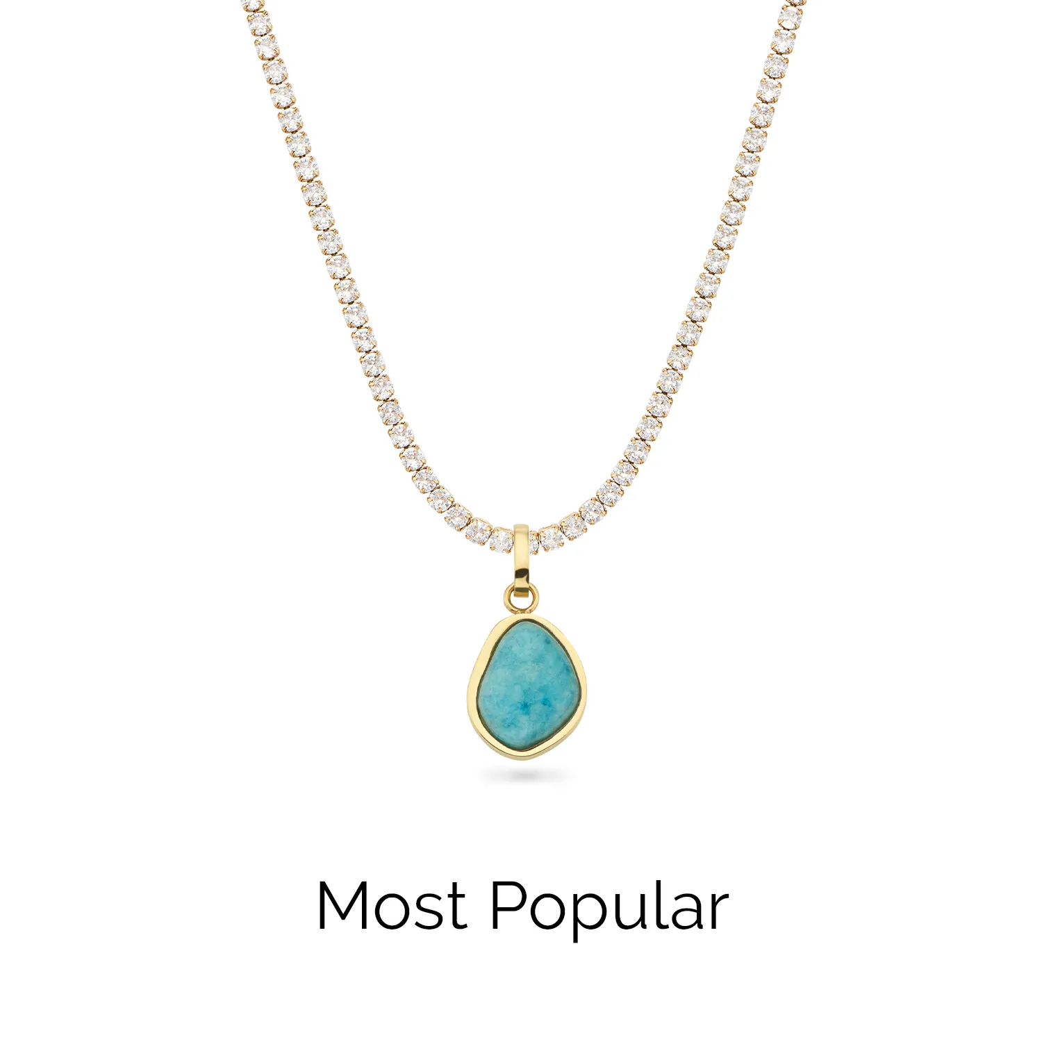 Blue Amazonite Stone Necklace (Gold)