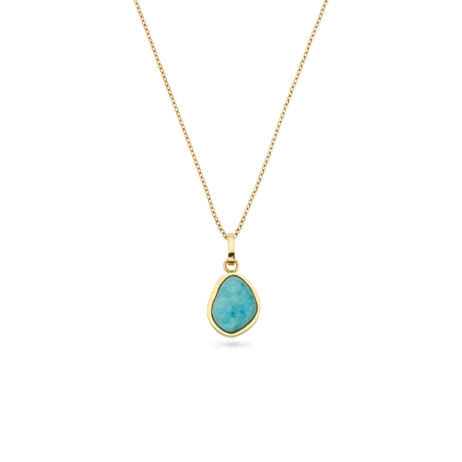 Blue Amazonite Stone Necklace (Gold)