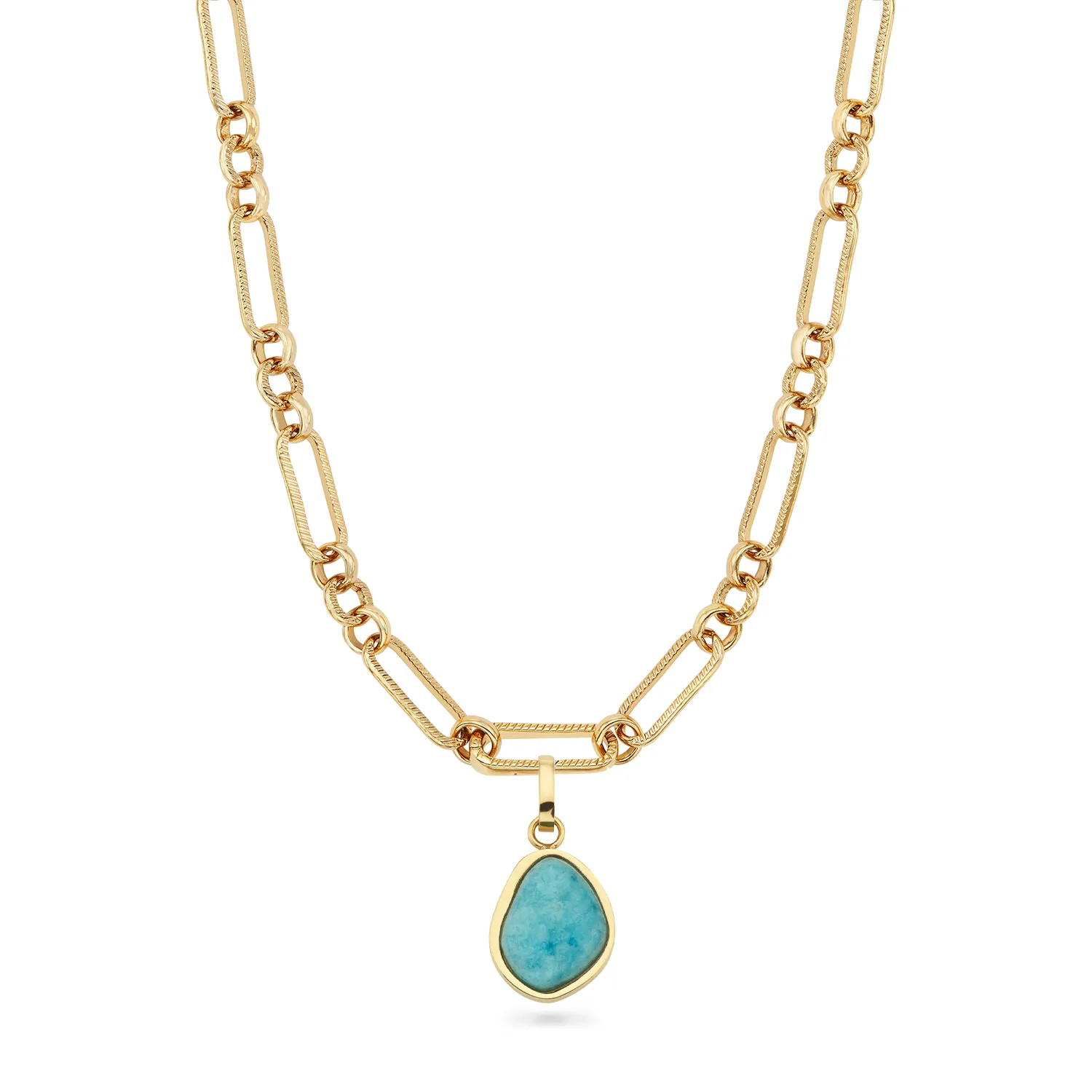 Blue Amazonite Stone Necklace (Gold)