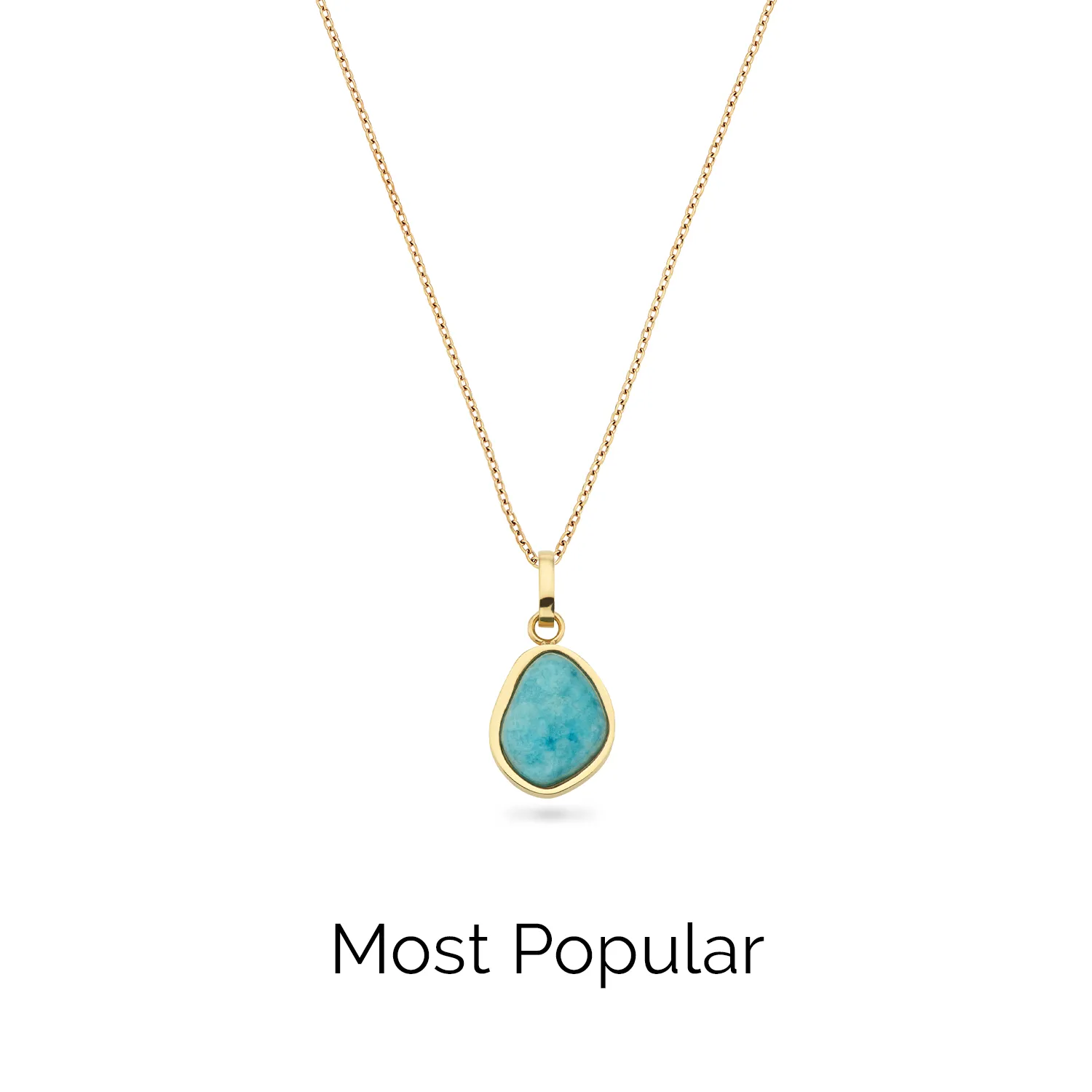 Blue Amazonite Stone Necklace (Gold)