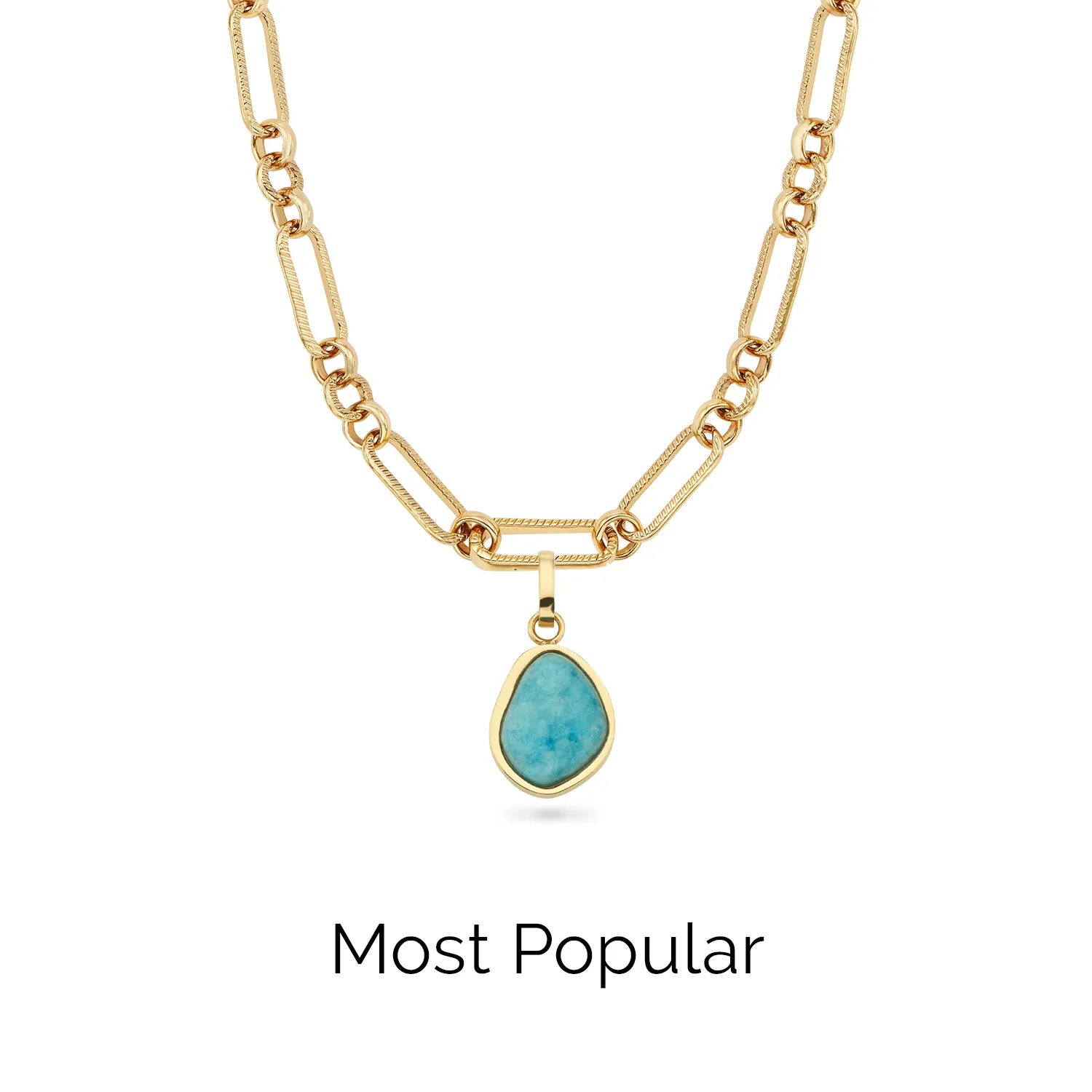 Blue Amazonite Stone Necklace (Gold)