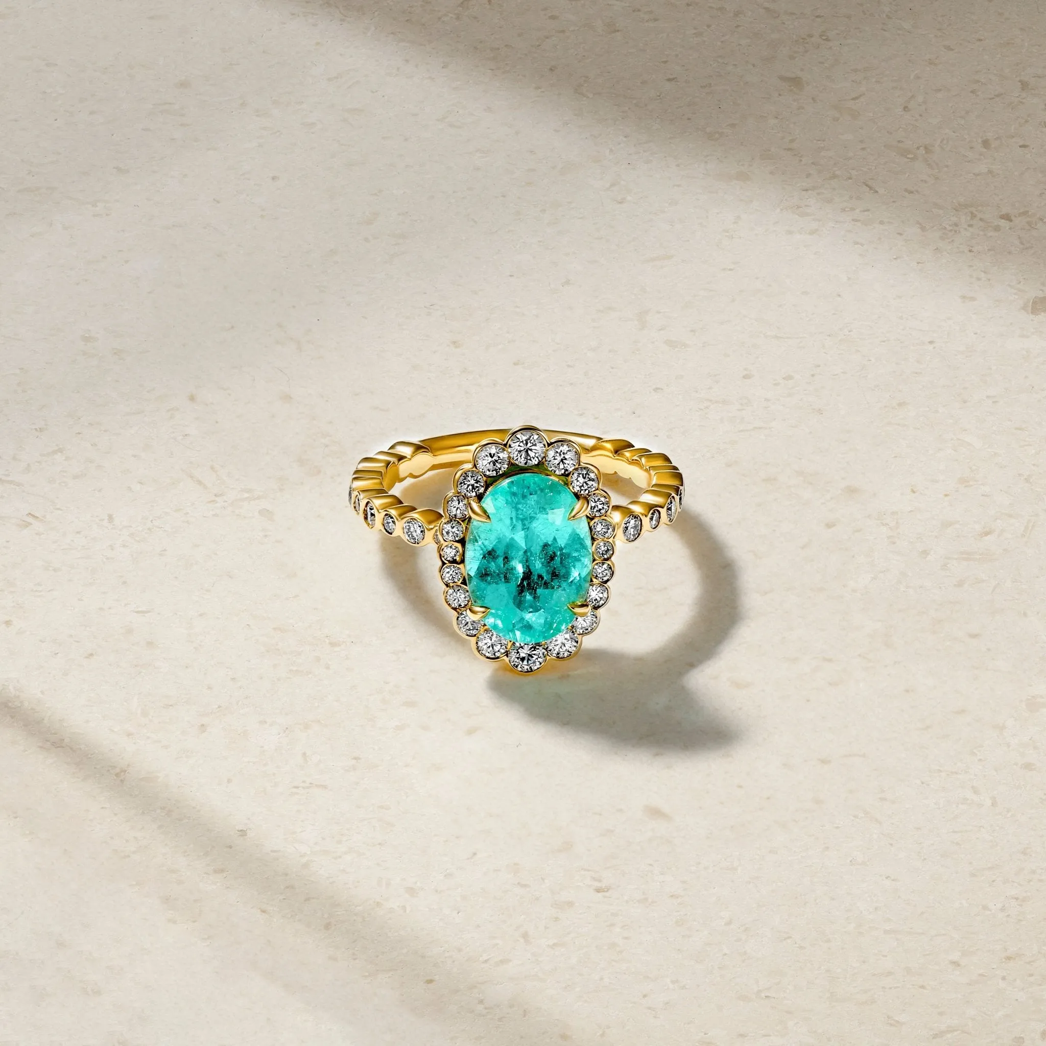 Bubbly One of a Kind Paraiba and Diamond Ring