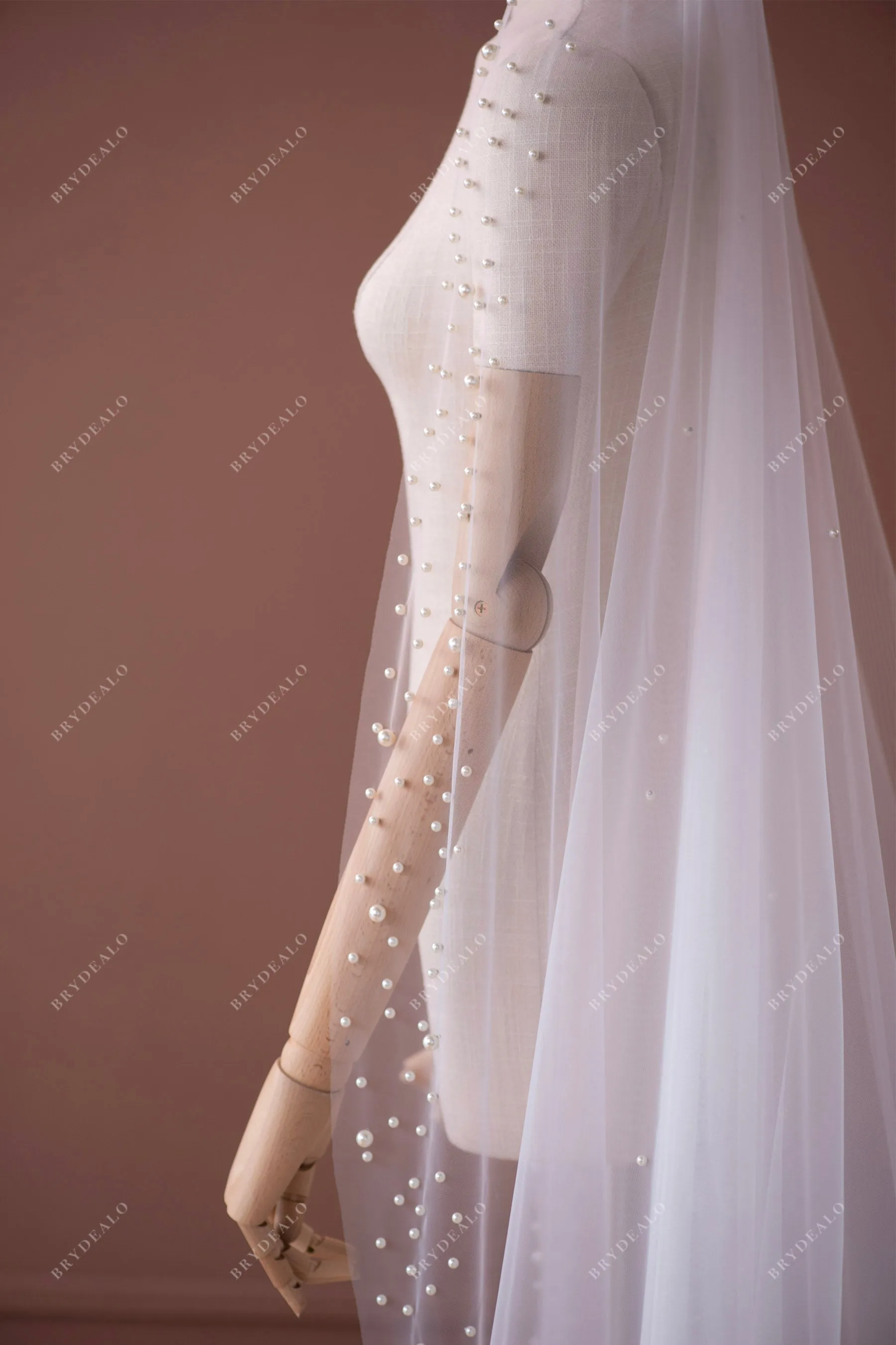 Cathedral Pearl Wedding Veil with Comb