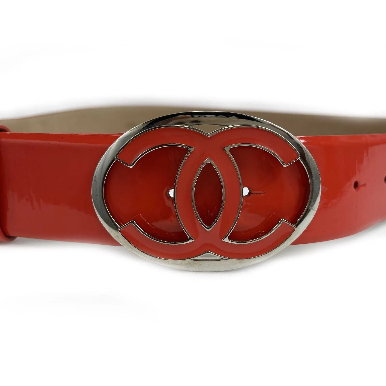 CHANEL - 09C Patent CC Logo Buckle - Coral Orange - 32- 80 - Belt