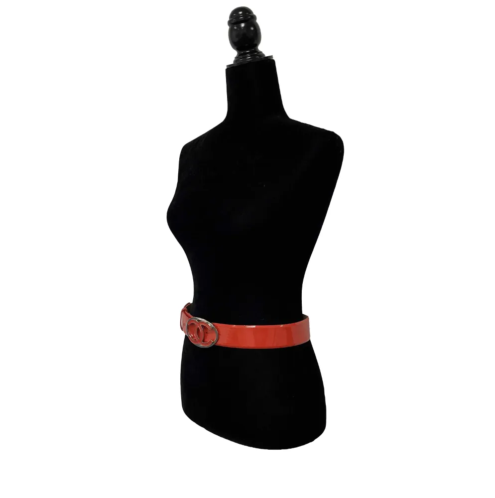 CHANEL - 09C Patent CC Logo Buckle - Coral Orange - 32- 80 - Belt