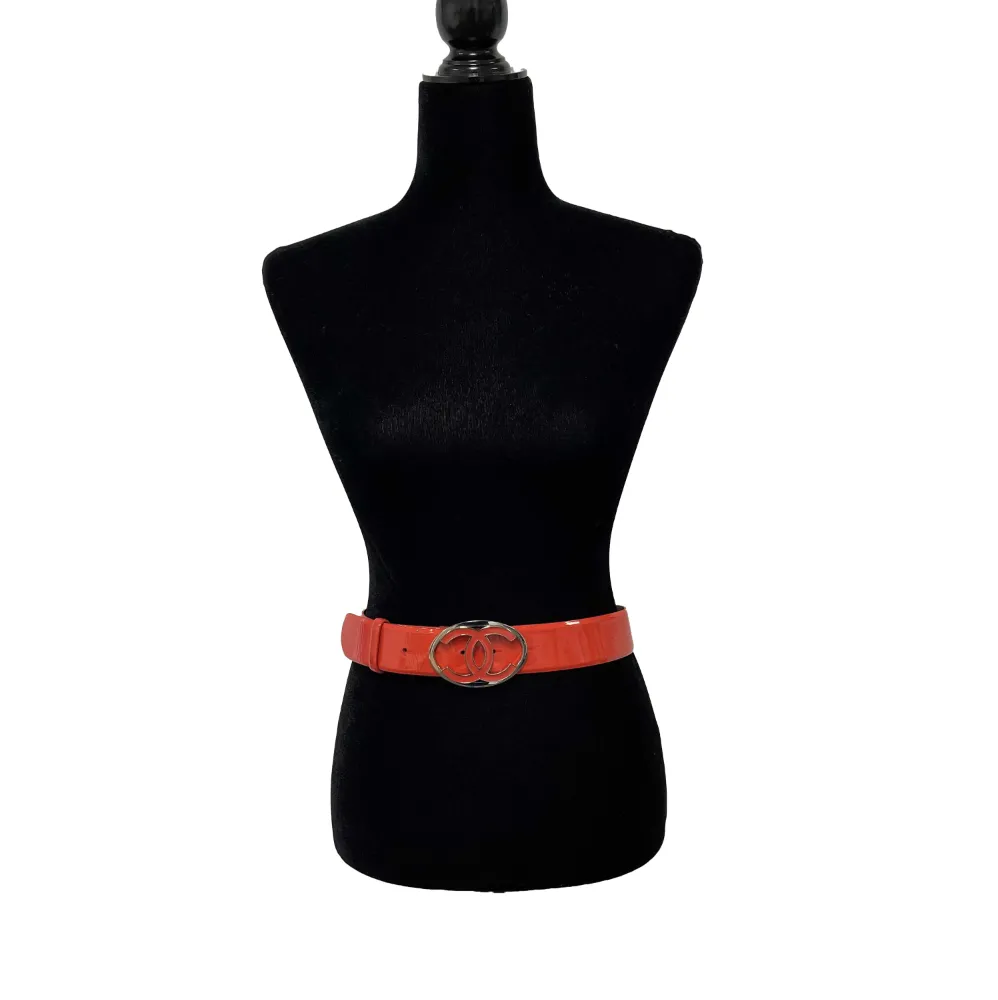 CHANEL - 09C Patent CC Logo Buckle - Coral Orange - 32- 80 - Belt