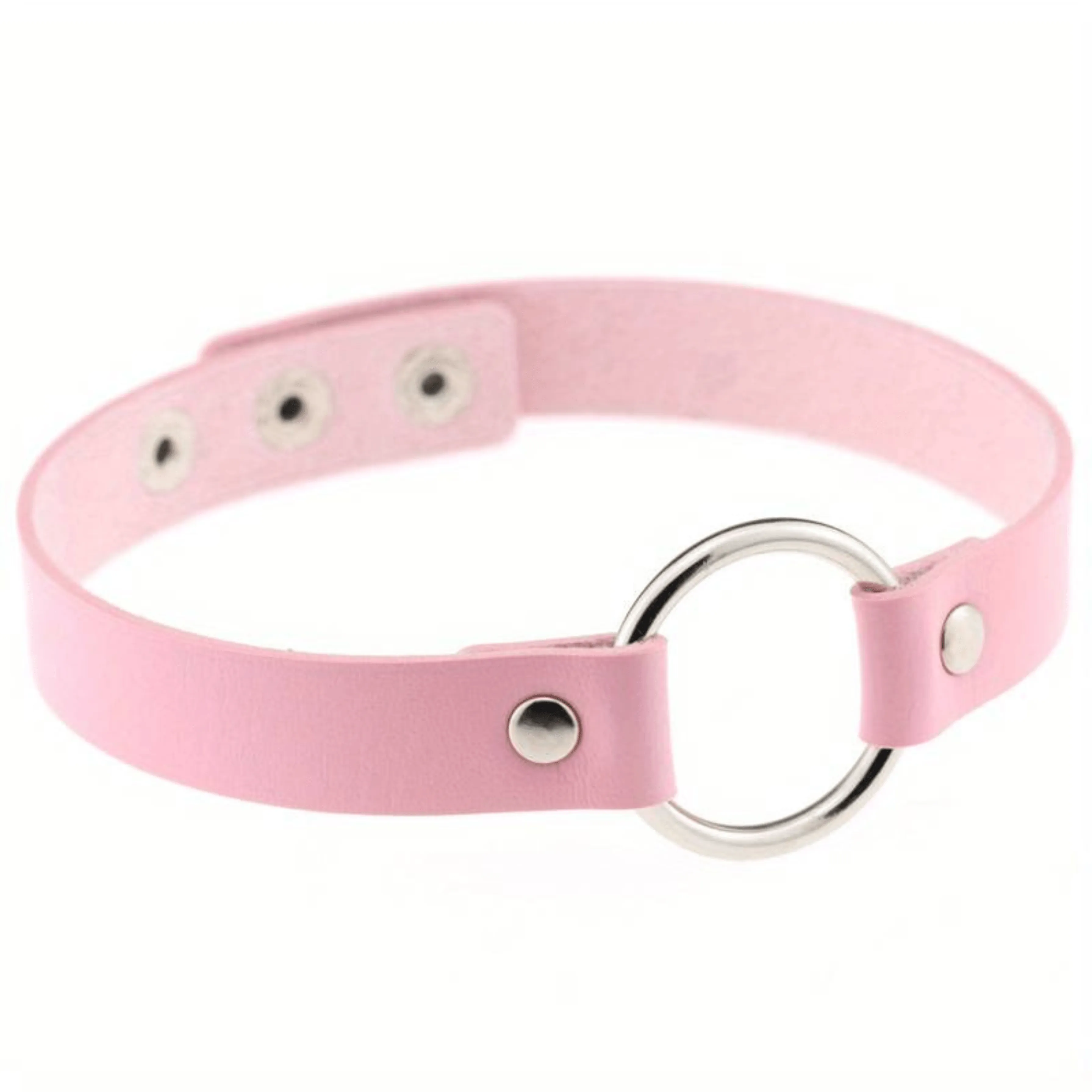 Choker Halsband mit Ring in Leder Optik