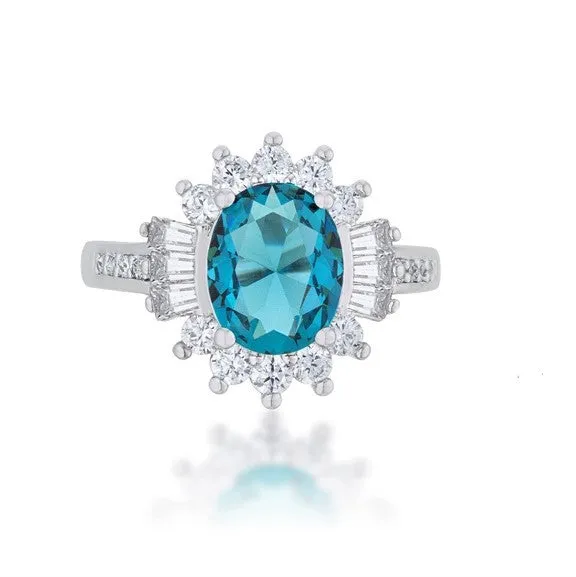 Chrisalee 2.7ct Aqua CZ Cluster Cocktail Ring | 3.5ct