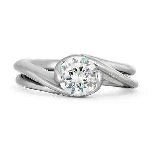 Contour Double Band Round Solitaire Engagement Ring