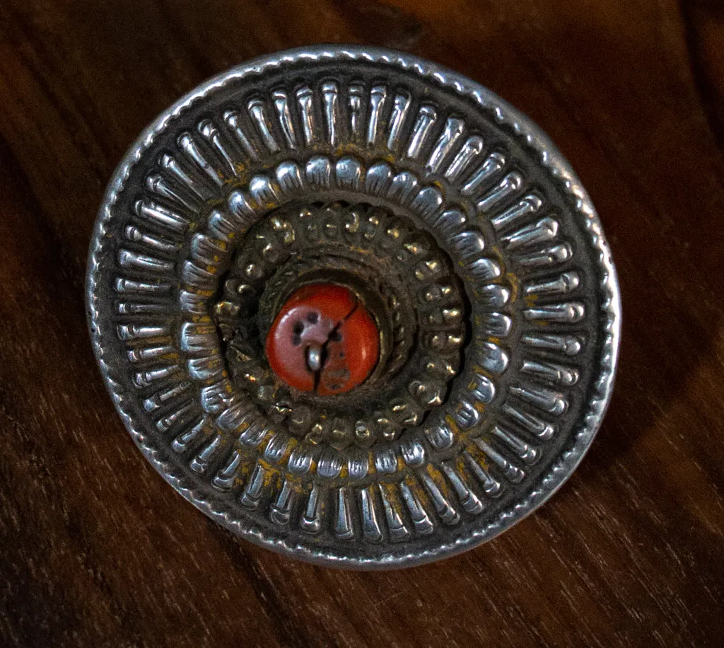 Coral and Silver Tibetan Upcycled Rings