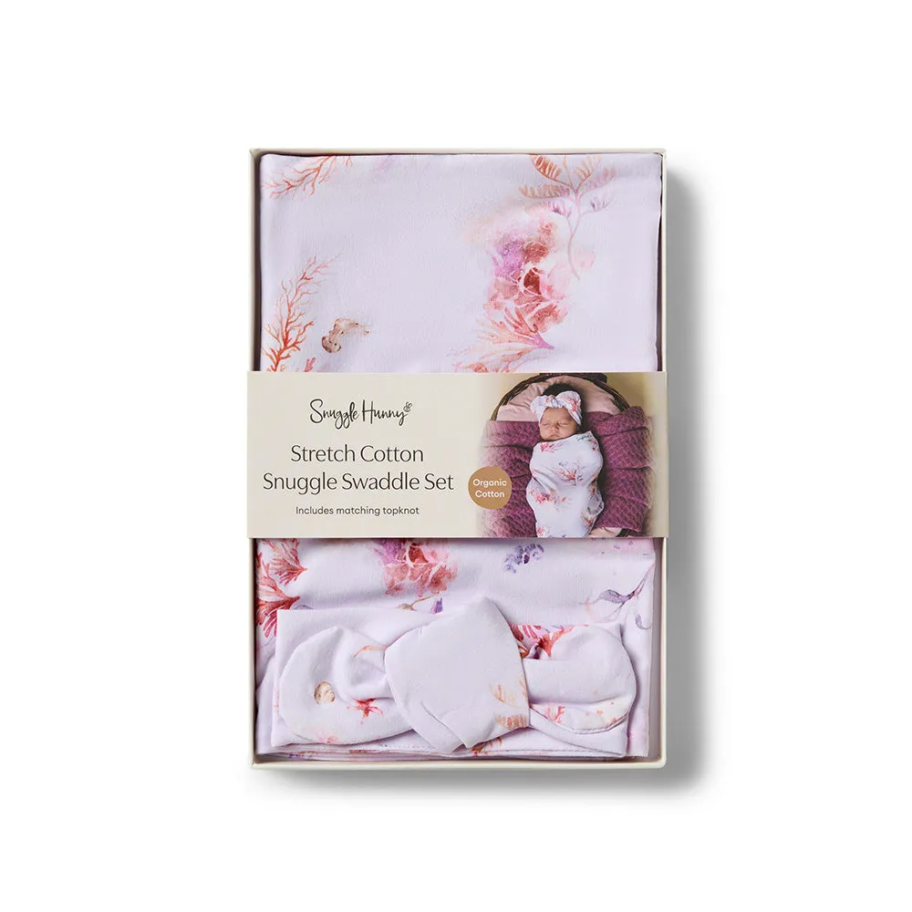 Coral Organic Snuggle Swaddle & Topknot Set