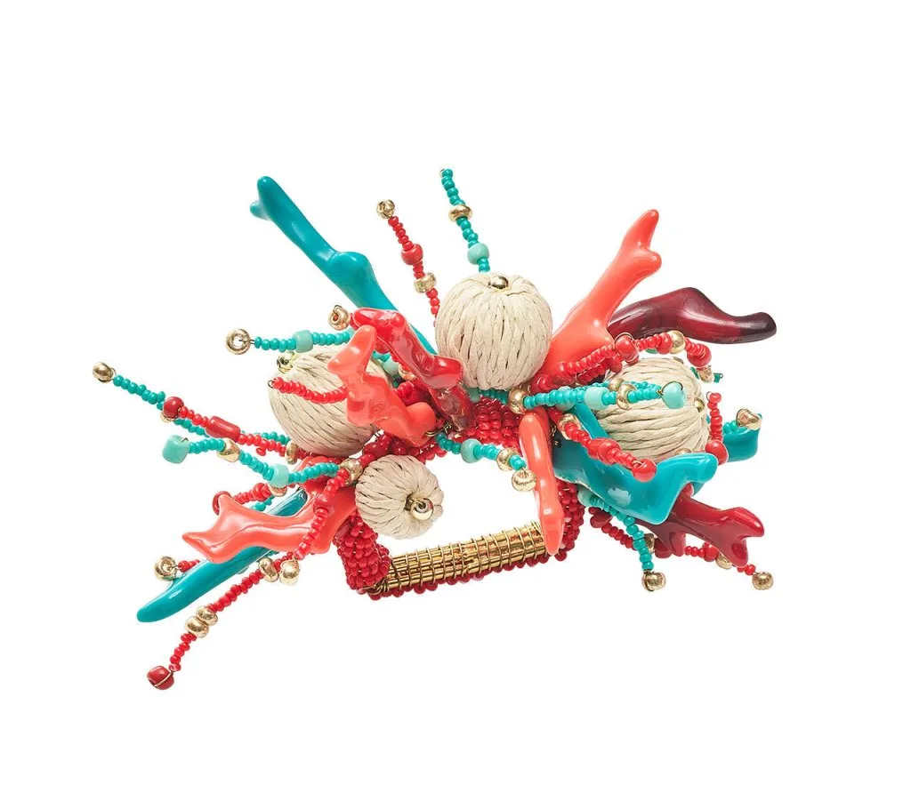 Coral Spray Napkin Rings, Set of 4