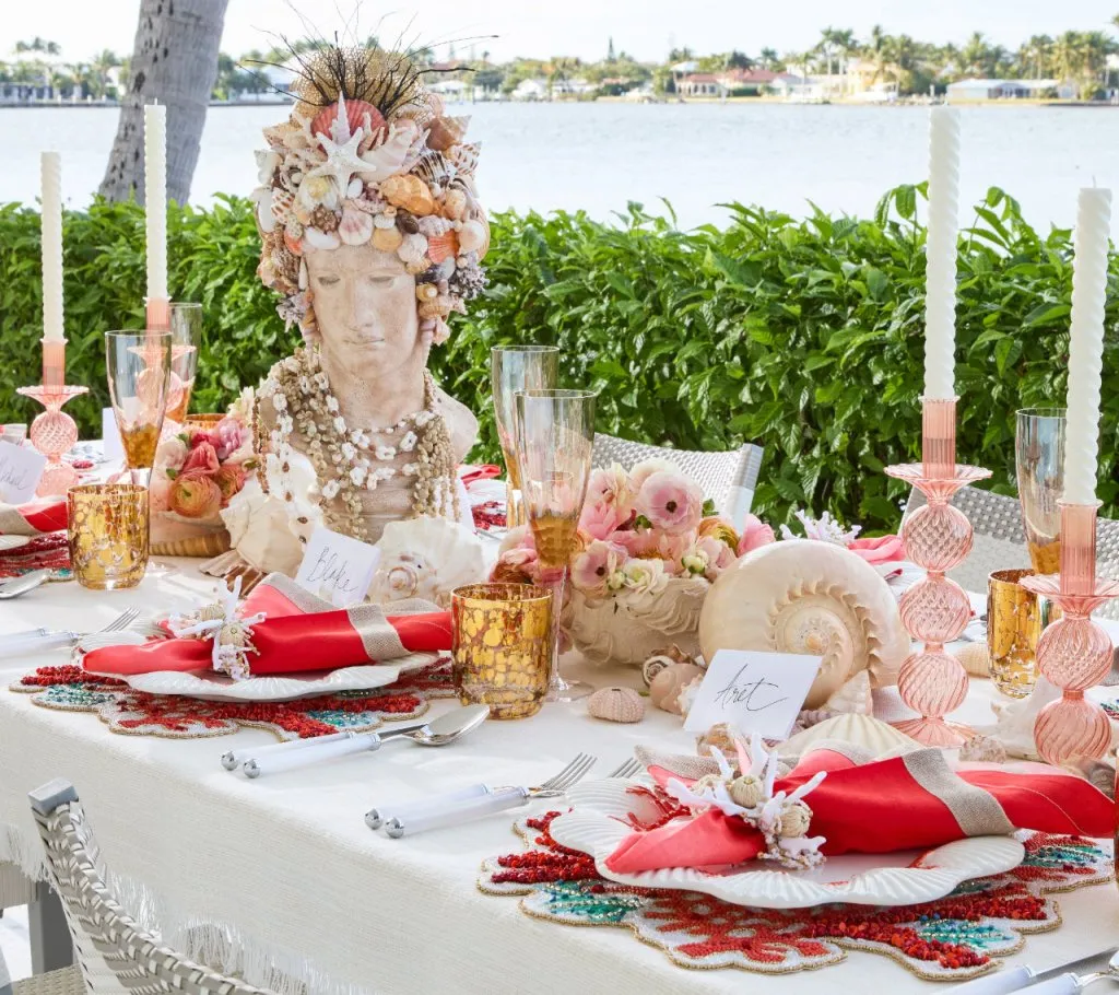 Coral Spray Napkin Rings, Set of 4