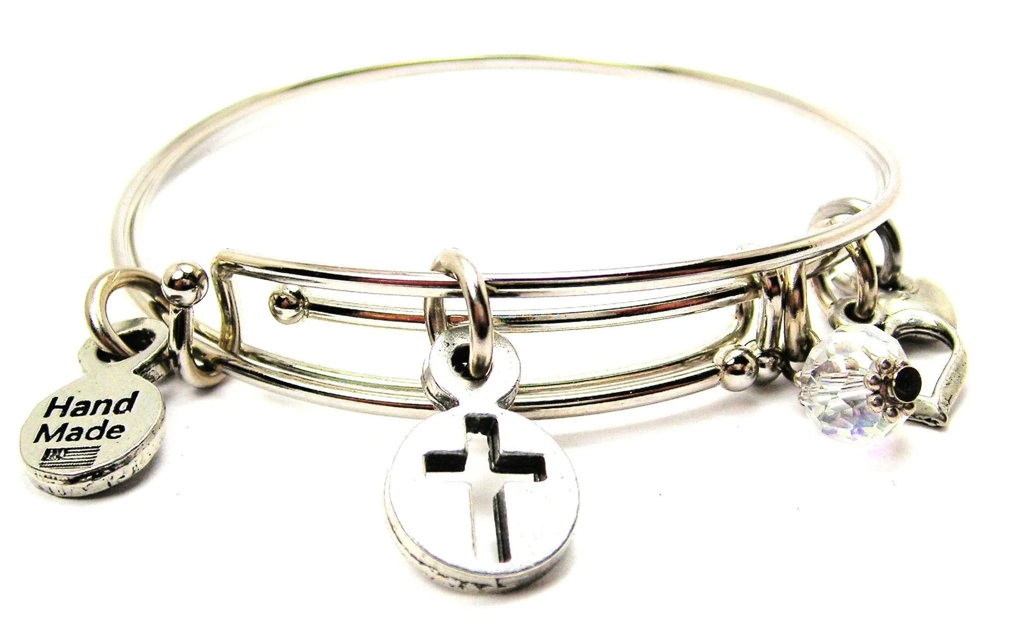 Cross Cutout Circle Expandable Bangle Bracelet Set