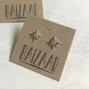 Crystal Star Studs - Sterling Silver