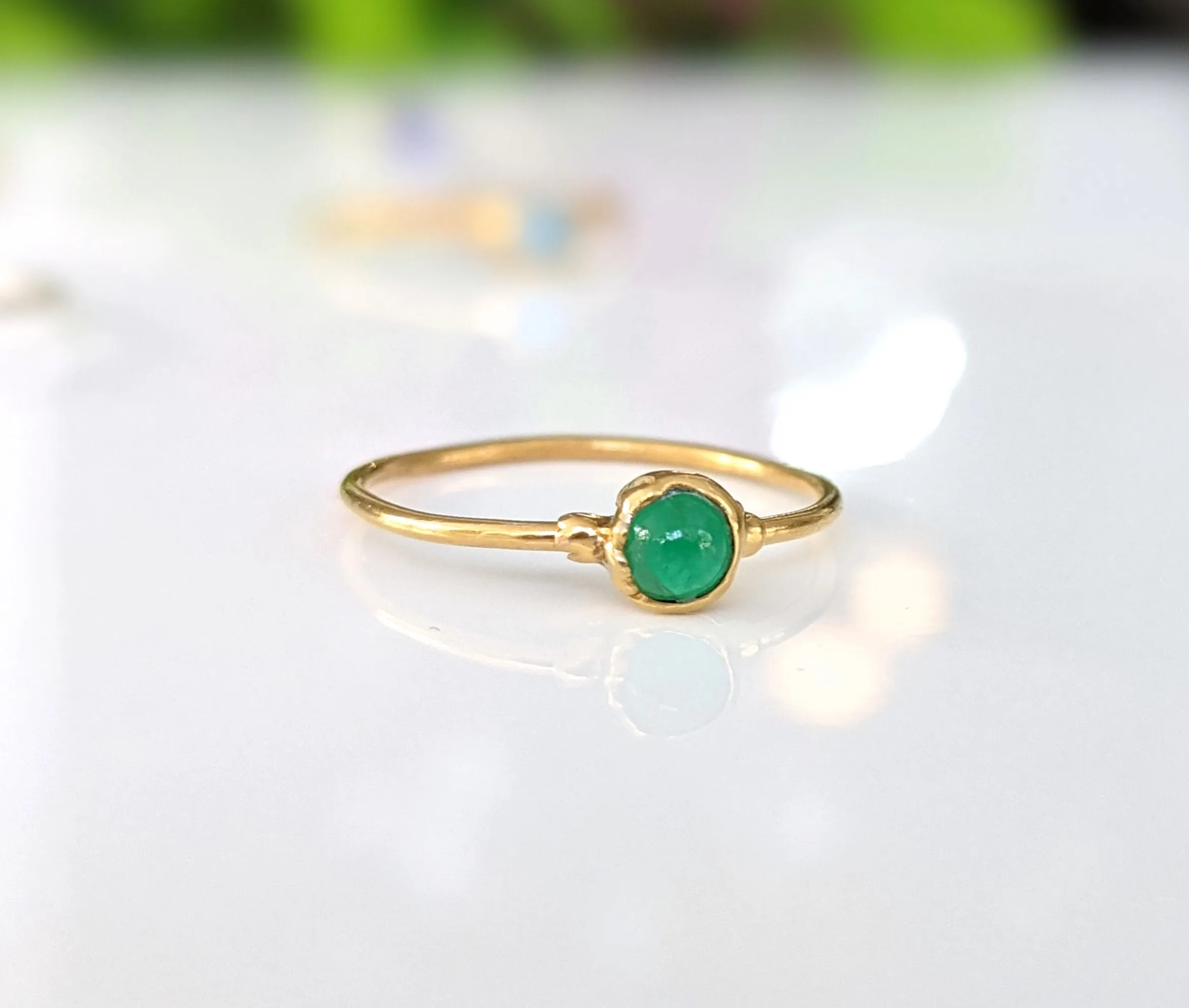 Dainty Emerald stacking ring