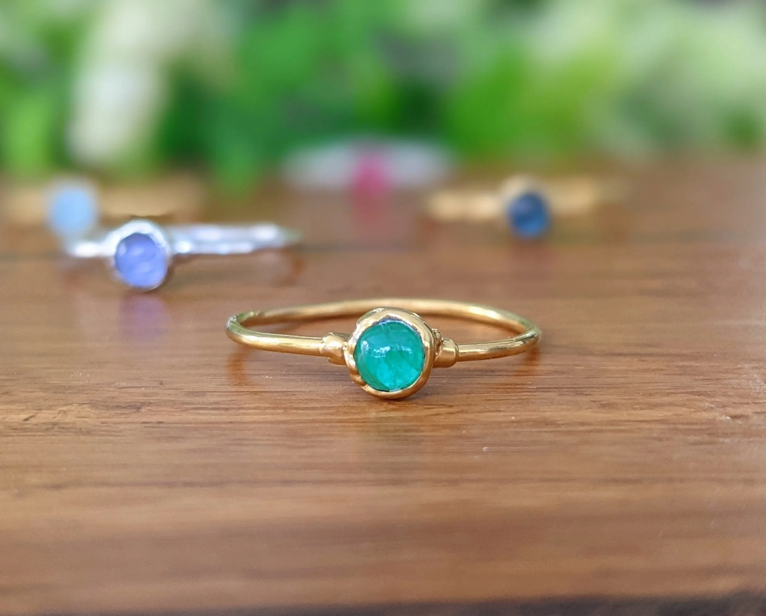 Dainty Emerald stacking ring