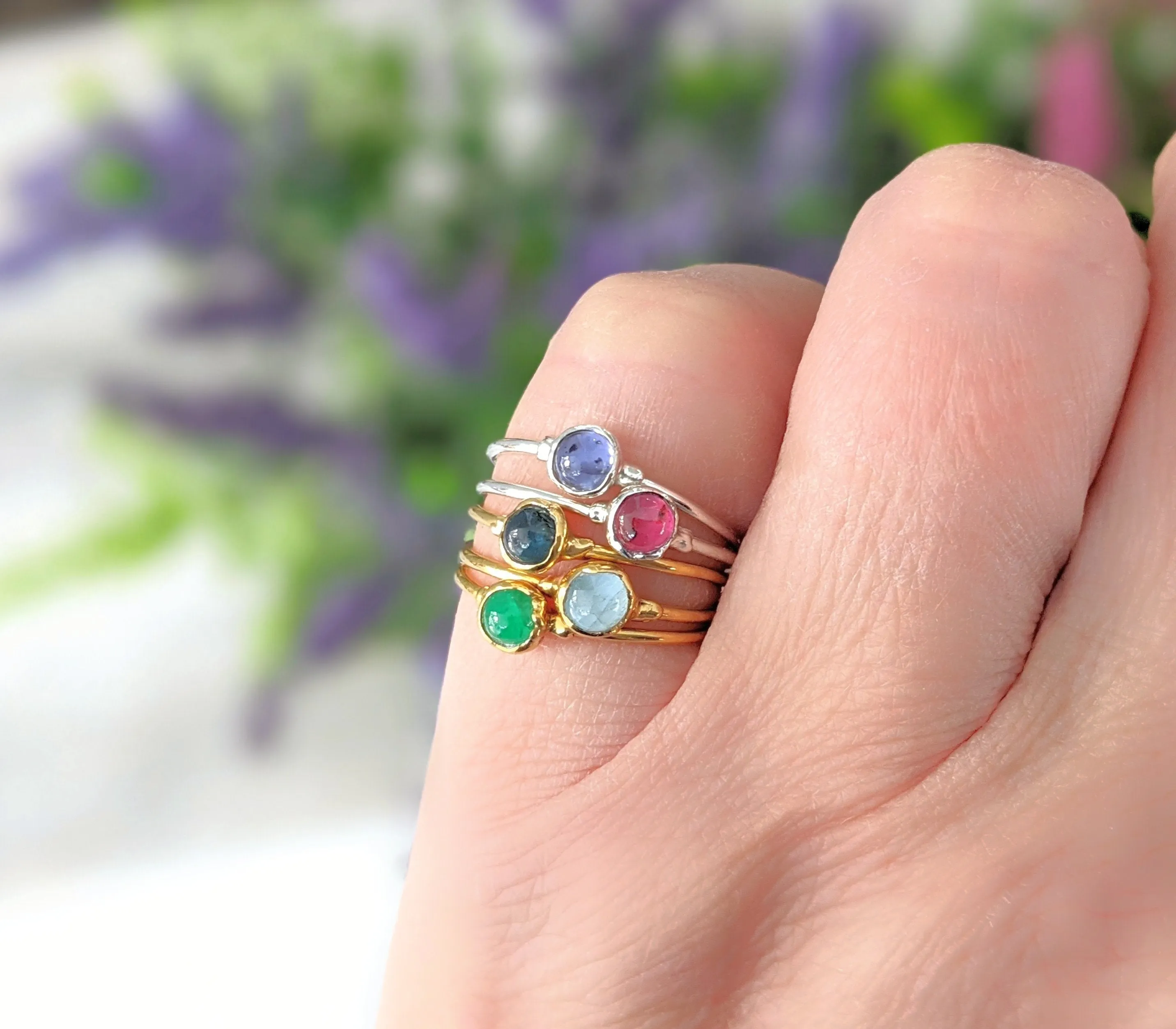 Dainty Emerald stacking ring