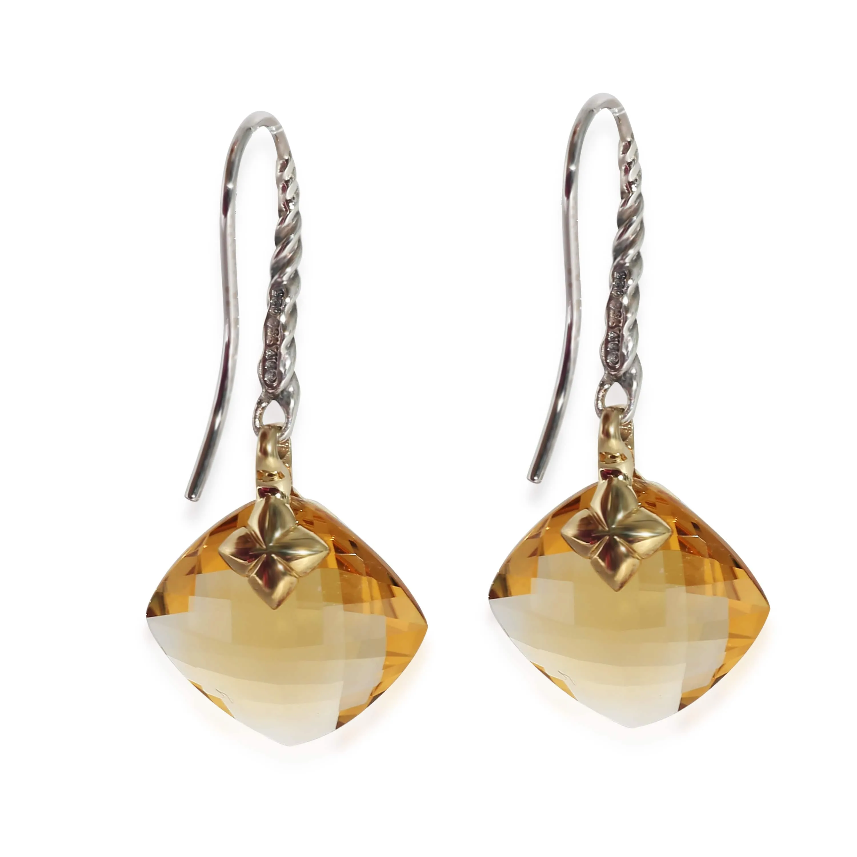 David Yurman Capri Citrine Earrings in 18K Yellow Gold/Sterling Silver