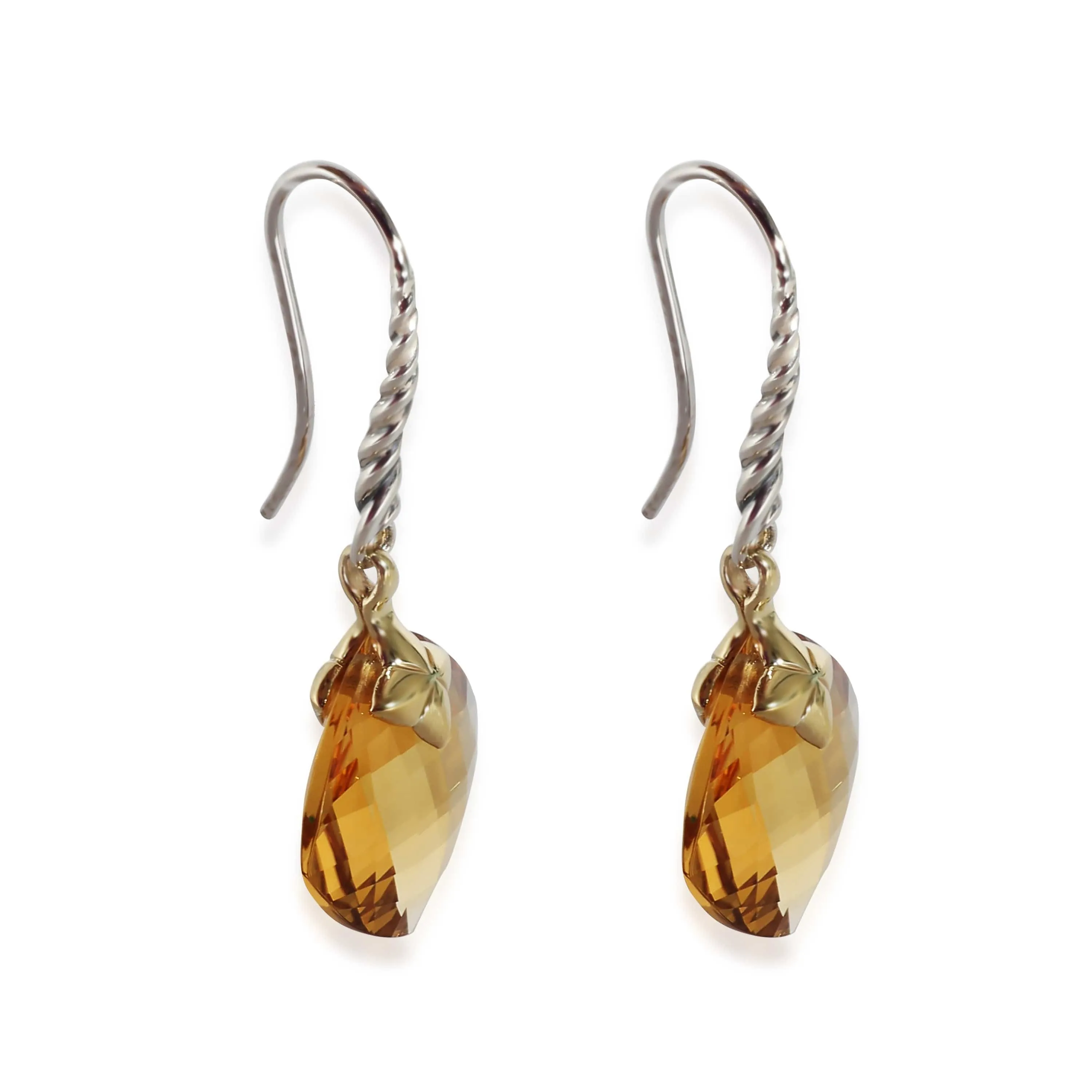 David Yurman Capri Citrine Earrings in 18K Yellow Gold/Sterling Silver