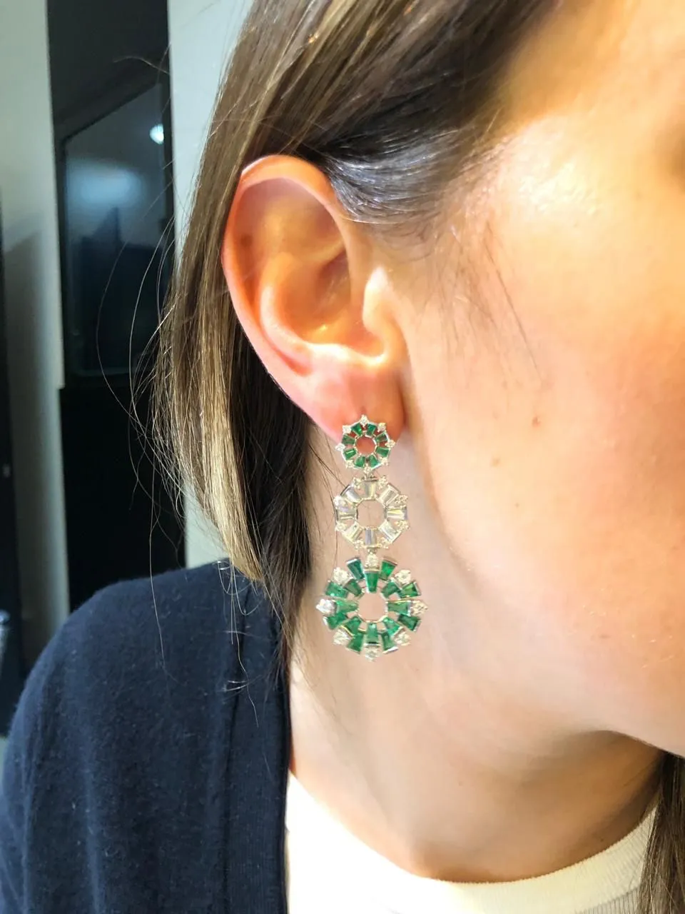 Diamond and Emerald Earrings