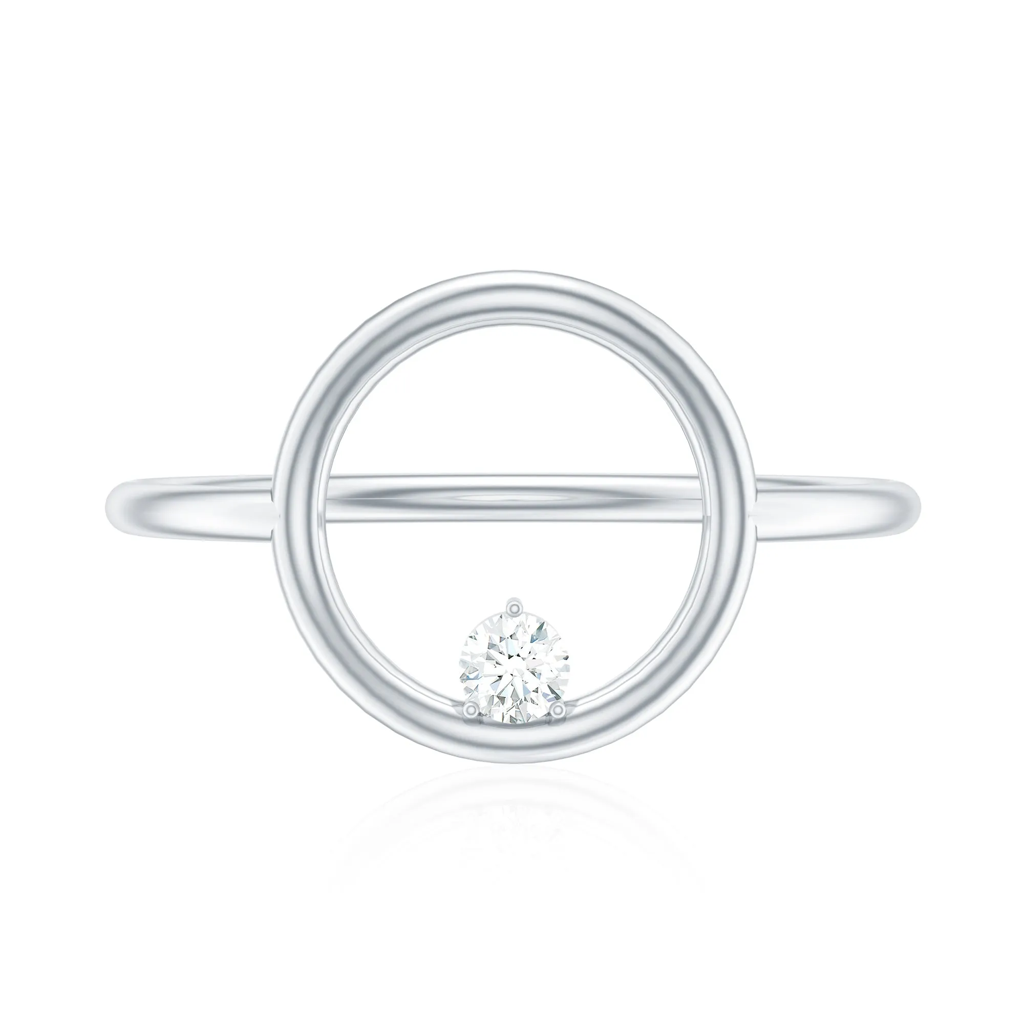 Diamond and Gold Open Circle Ring for Women